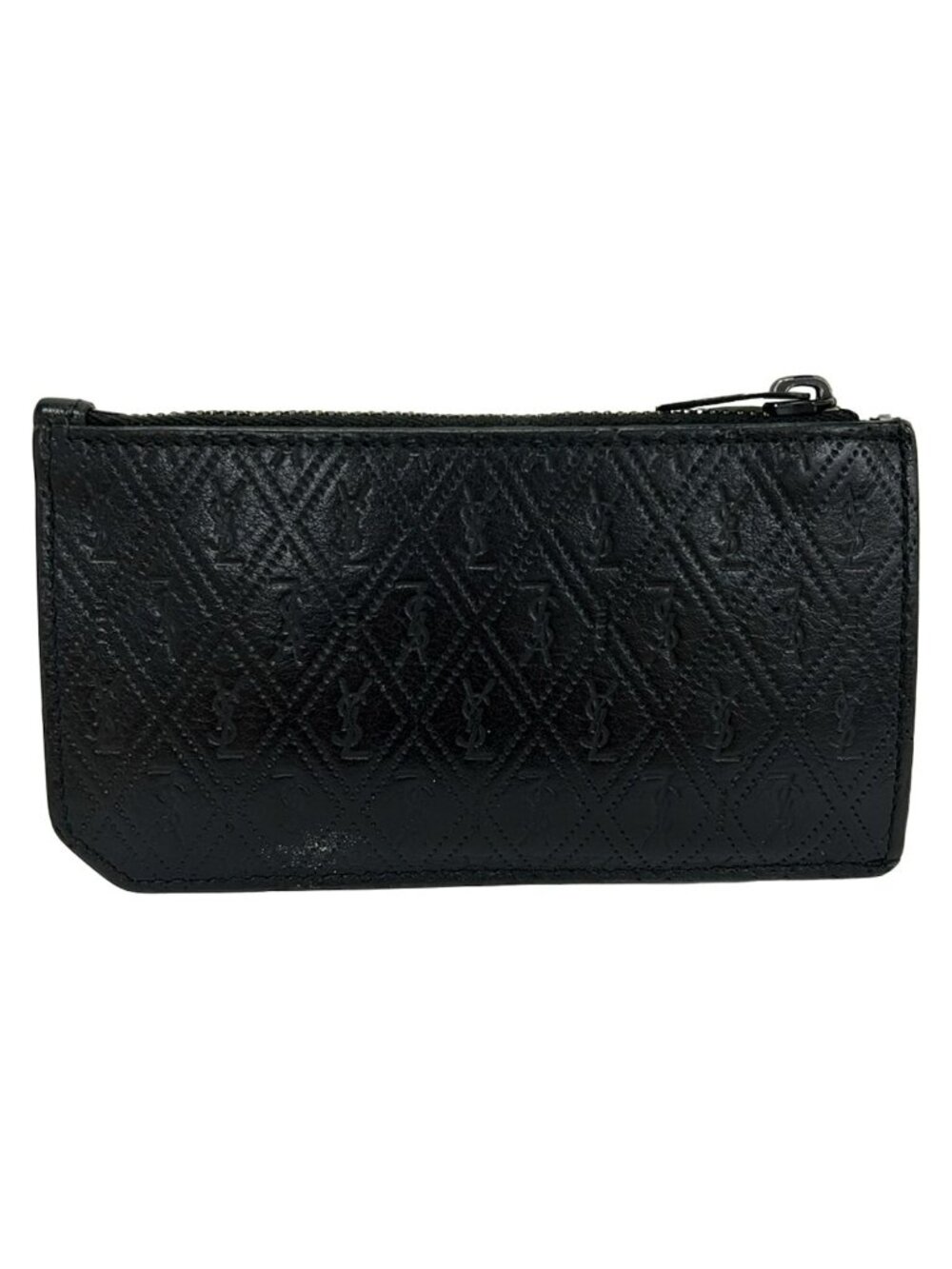 Saint Laurent Paris Coin Purse Black Embossed Leather